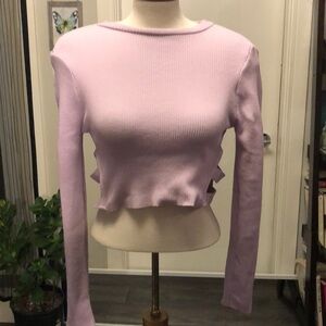 Baby pink side cut crop top